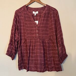 NWT Wrangler Plaid Blouse